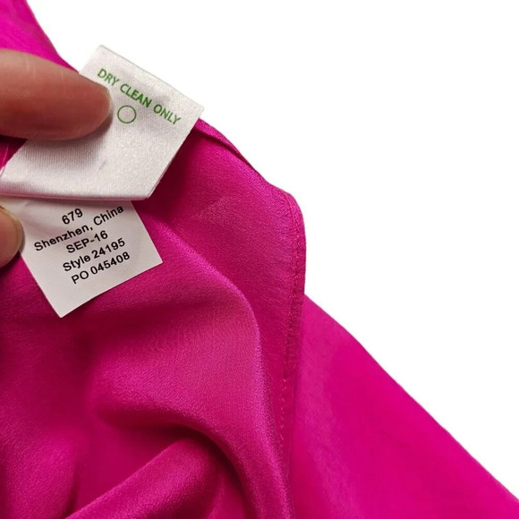 Lilly Pulitzer 100% Silk Tie Front Lace Up Blouse Pink Size Medium Bell Sleeve - Picture 8 of 9